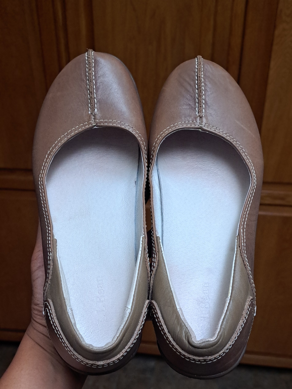 L.L.Bean Leather Split Toe Slip-On Wedge Loafers Brown Comfort Shoes Size 7 W - Picture 11 of 12